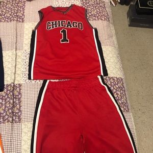 Basketball shorts and jersey.